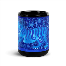 Load image into Gallery viewer, Blue Tiger Glossy Black Mug (15 oz)