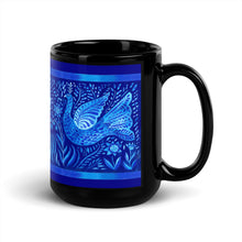 Load image into Gallery viewer, Blue Bird Glossy Black Mug (15 oz)