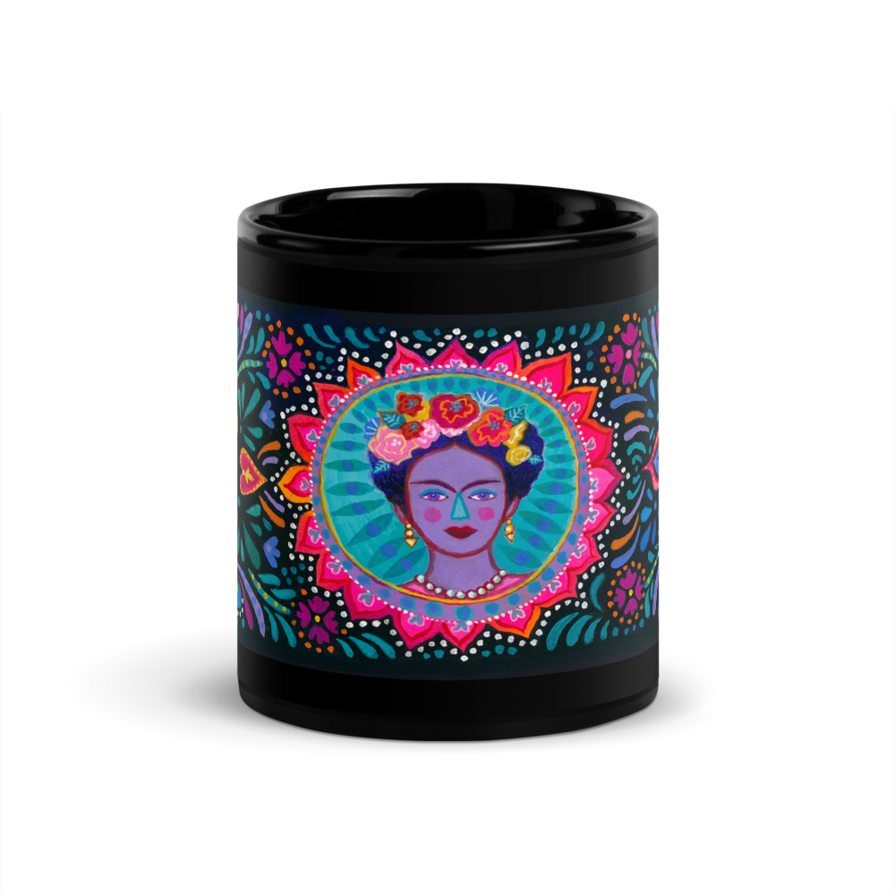 Frida Kahlo Glossy Black Mug (11 oz)