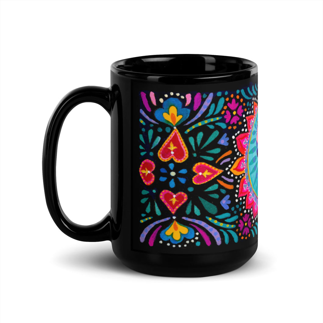 Frida Kahlo Glossy Black Mug (15 oz)